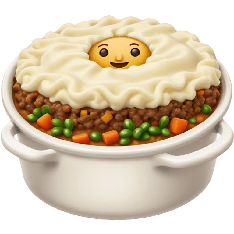 Cinematic Realistic Shepherd's Pie Dish Emoji, depicted with rich, savory minced lamb and vegetable filling topped with creamy mashed potatoes, rendered with exquisite detail and natural warm lighting that highlights its homestyle appeal. emoji