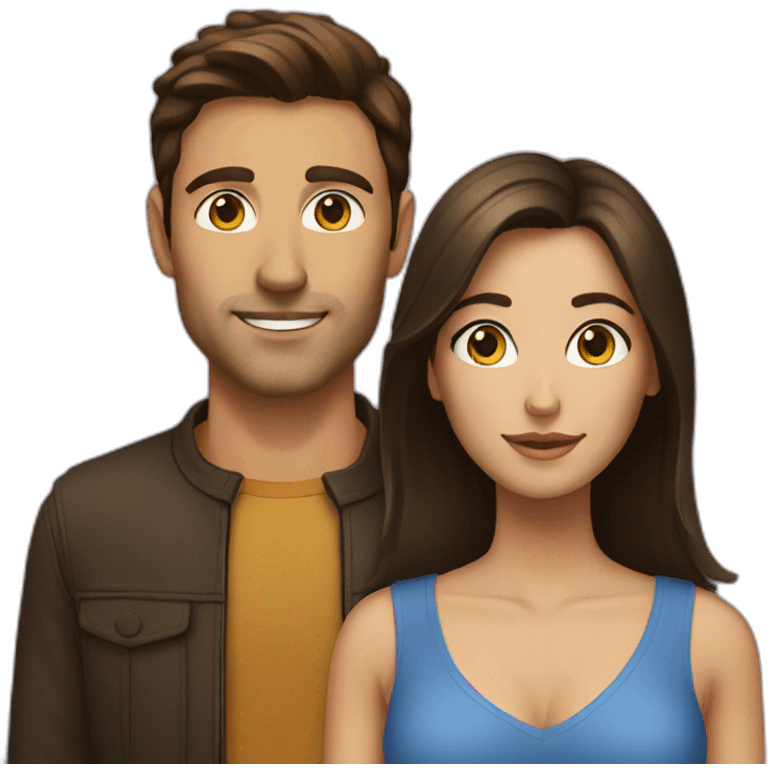 A brunette woman with an brunette man  emoji