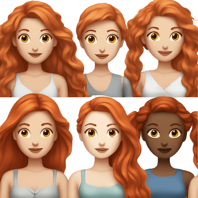 White skin,Women with long straight and real red hair and white skin emoji