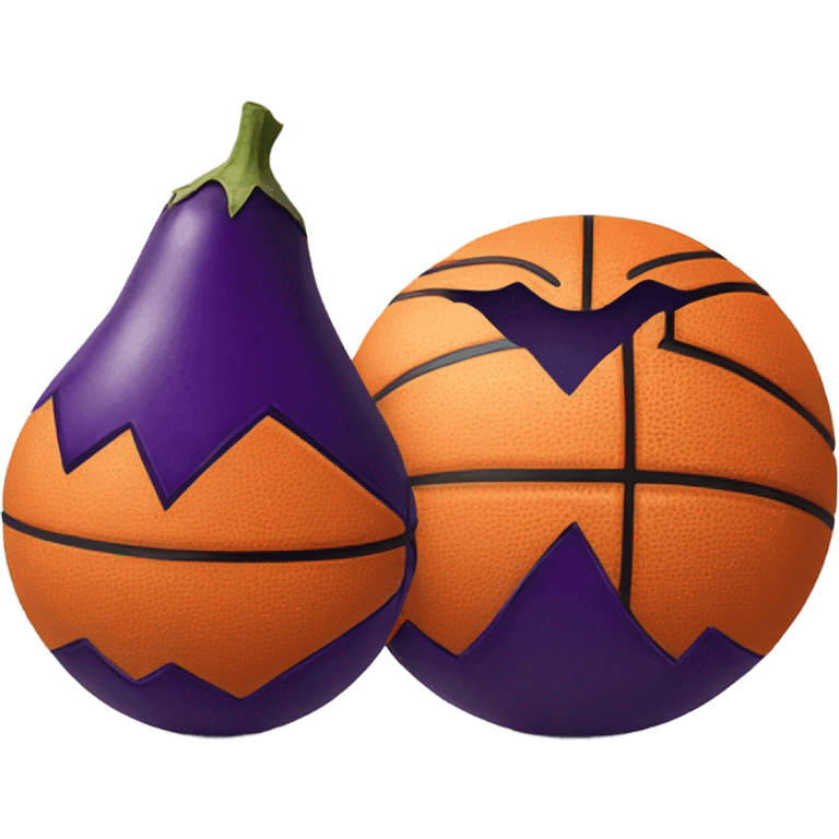 2 basketball and eggplant  emoji