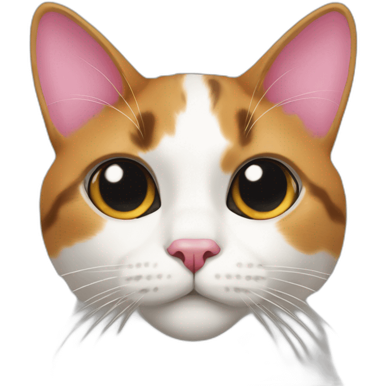 calico cat face with a pink nose and a white chin emoji