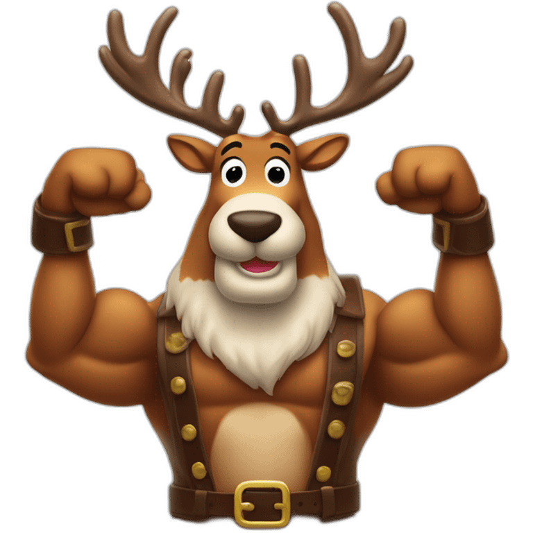 Reindeer muscular schlitz beer showing off biceps arms crossed masculine fierce emoji