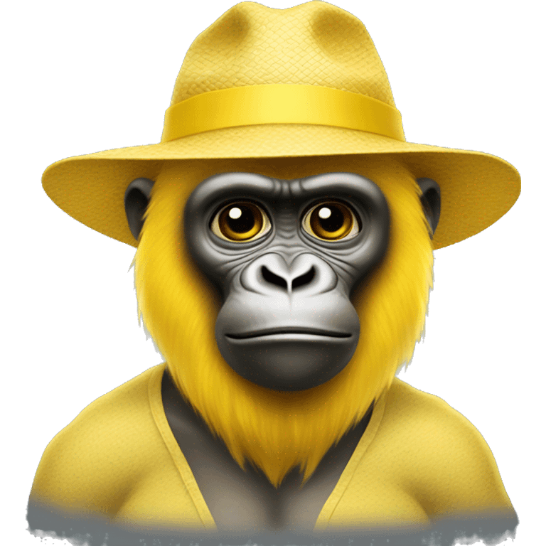 Yellow gorilla with no legs and a yellow sun hat emoji