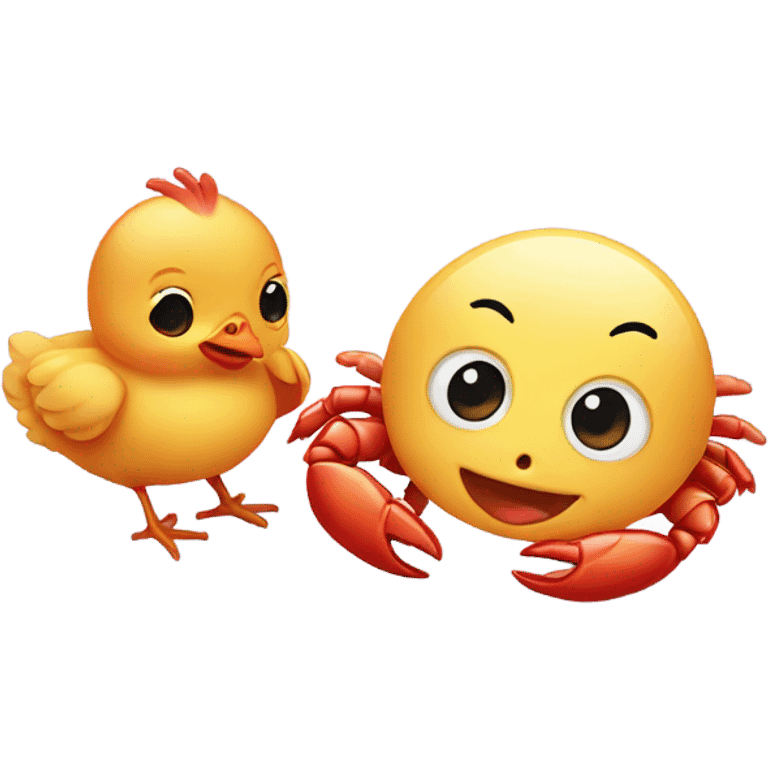 Baby chicken and sea crab emoji