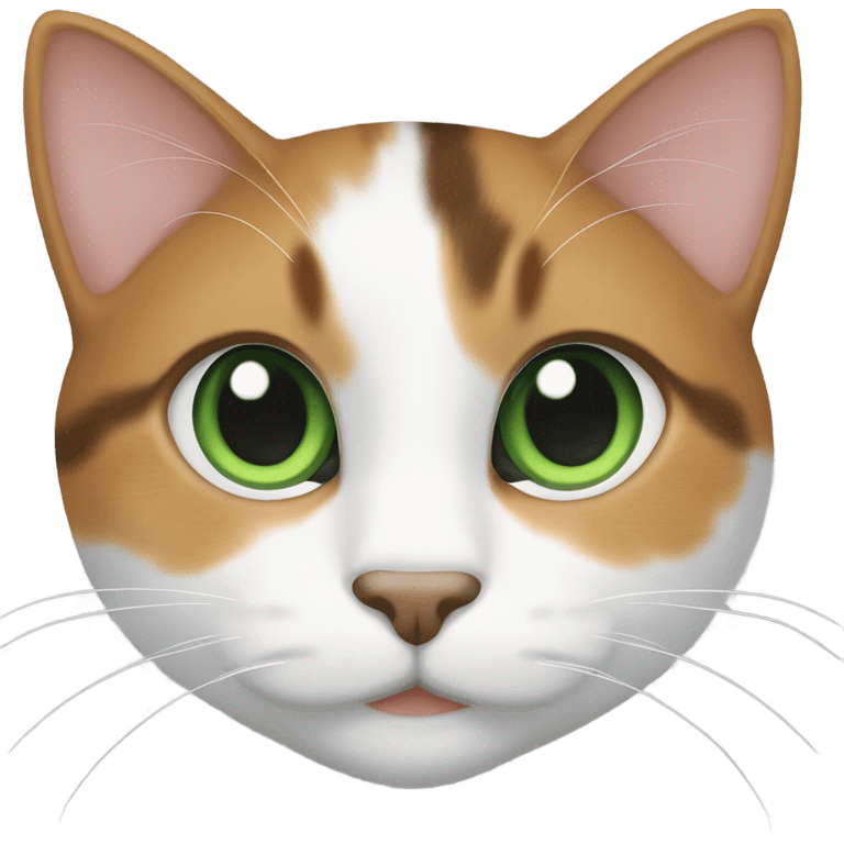 calico and tabby cat with white paws and green eyes emoji