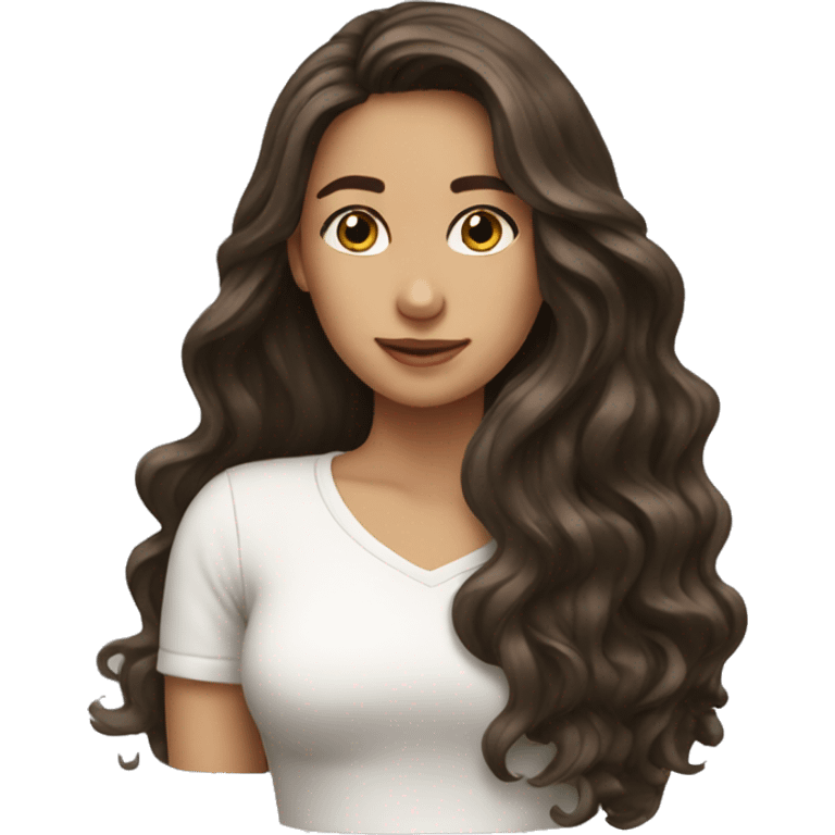 Brunette, long wavy hair, girl emotions emoji