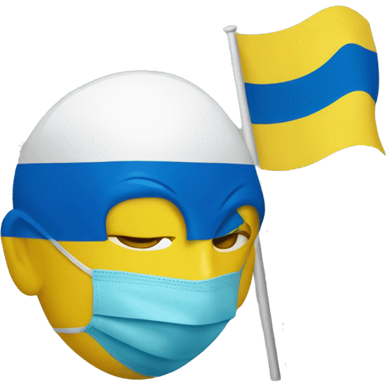 ukraine flag with covid mask emoji