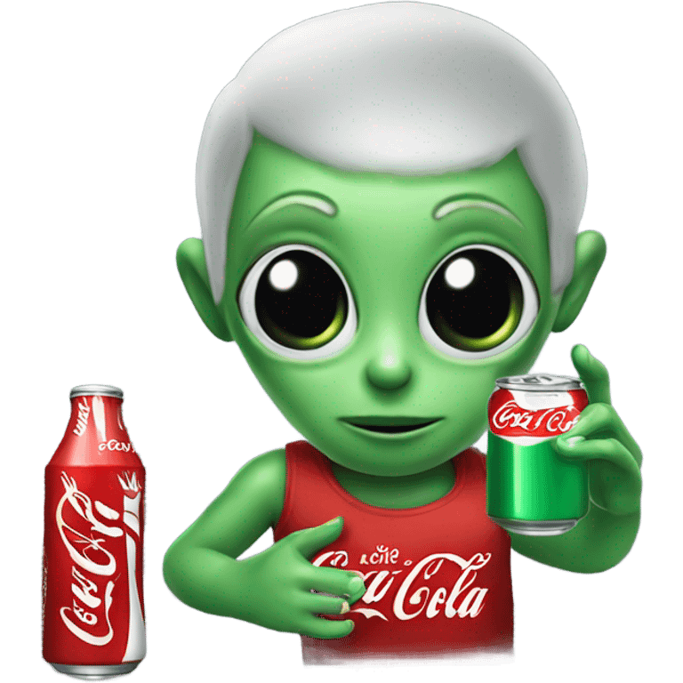 An alien drinking coca cola emoji