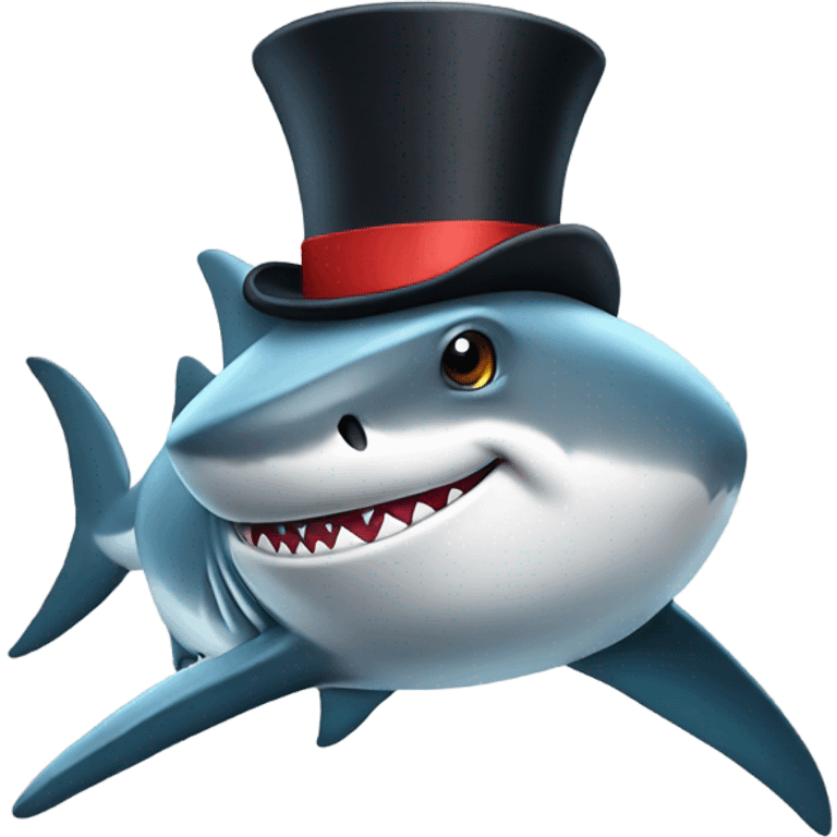 Shark with a top hat emoji