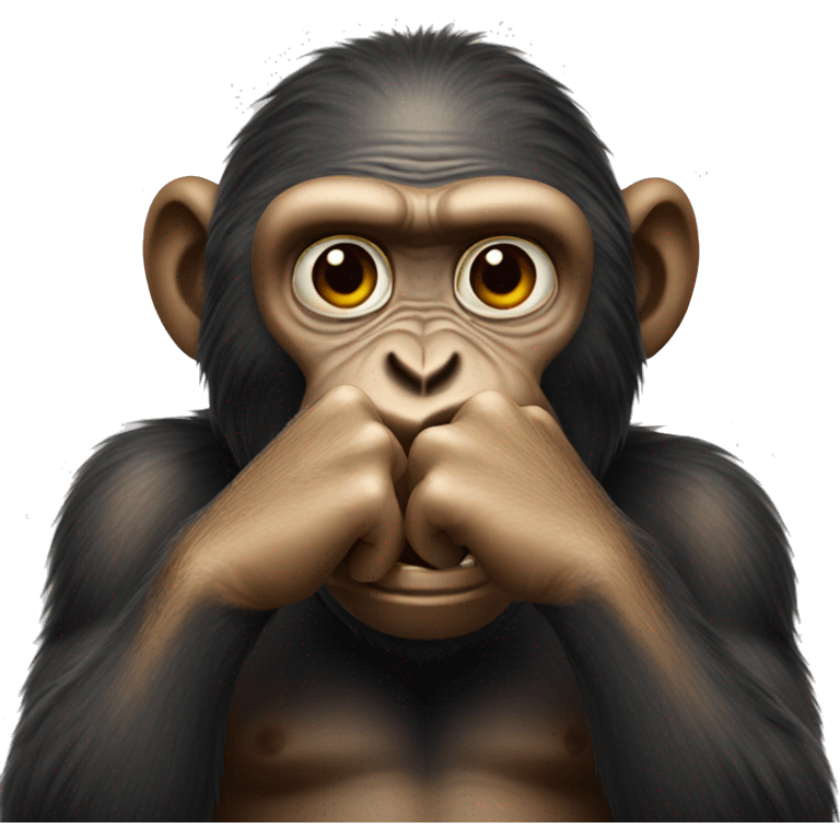 Ape emoji that is holding his hands in front of his mouth emoji