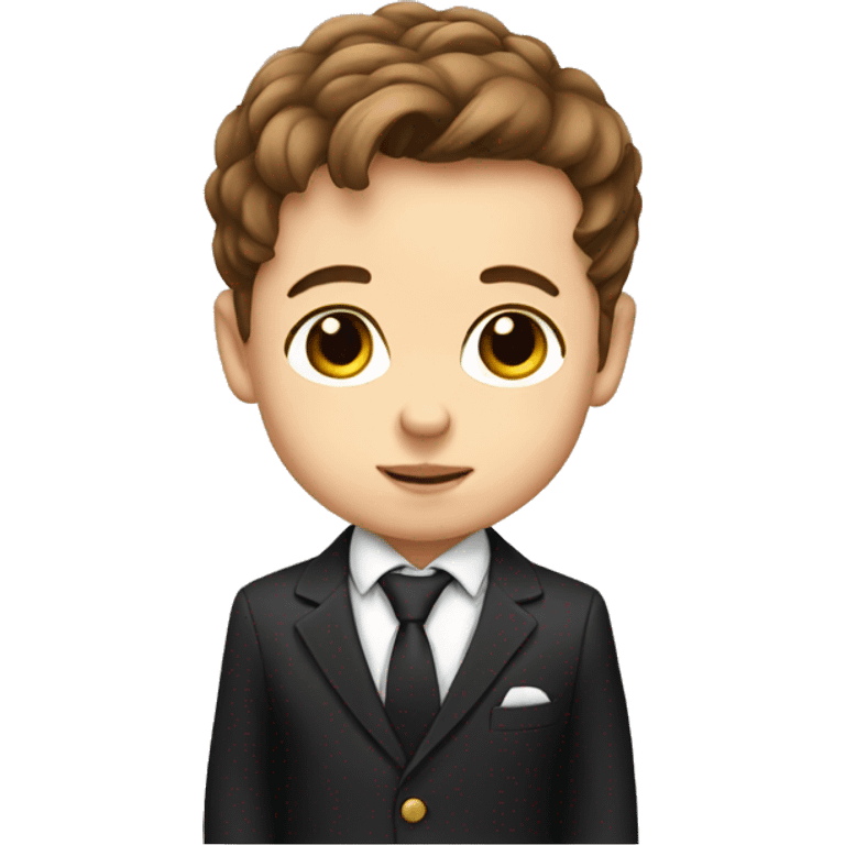 Baby boy in a formal suit with brown hair emoji