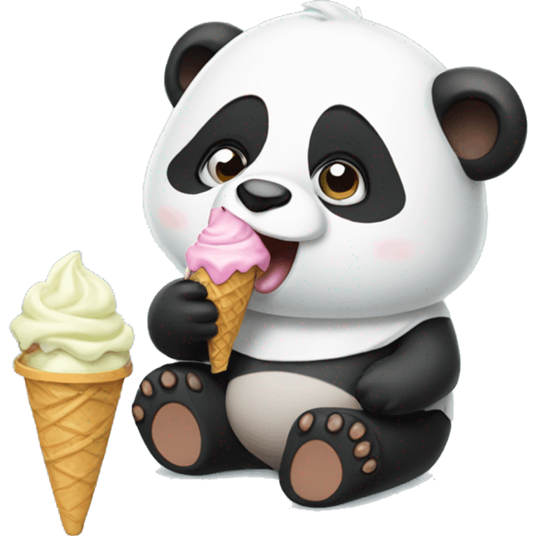 Panda eating ice cream emoji