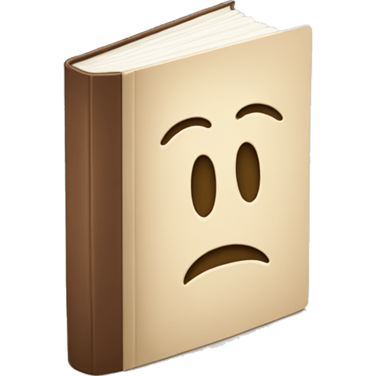 An open, hardcover book, depicted with a beige cover.  emoji