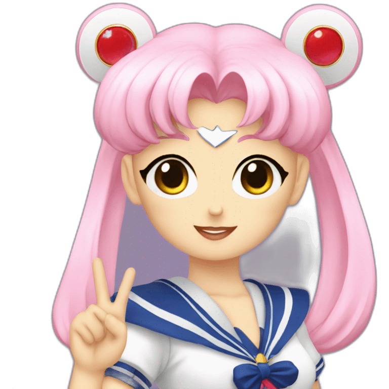 sailor moon putting a peace sign up emoji