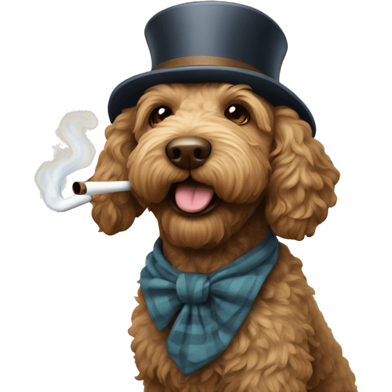 Labradoodle smoking a pipe emoji