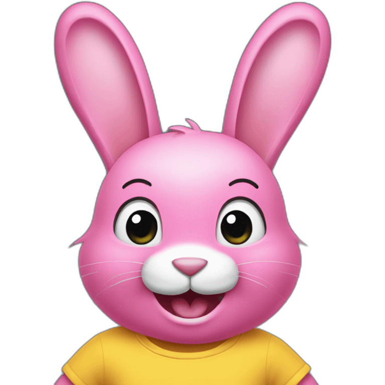 Pink rabbit winking wearing yellow tee shirt emoji