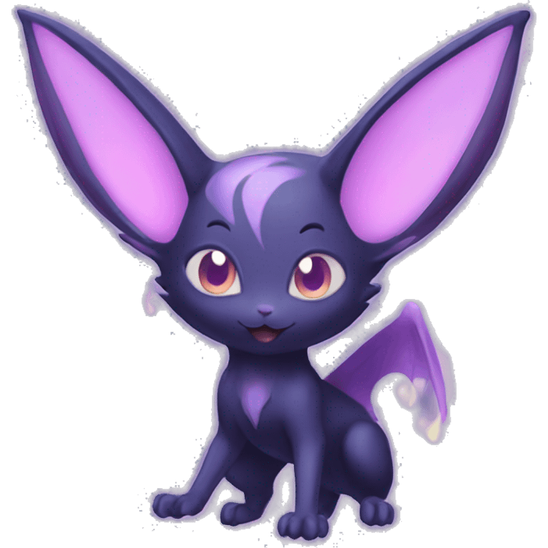 Dark Shiny Cute Kawaii Ethereal Dark Noibat-Delcatty-Espeon-fusion-hybrid full body emoji