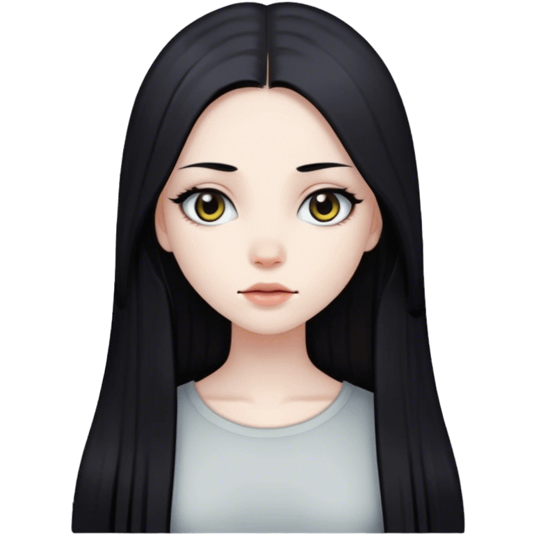 Girl with long straight black hair pale skin dark eyes   emoji