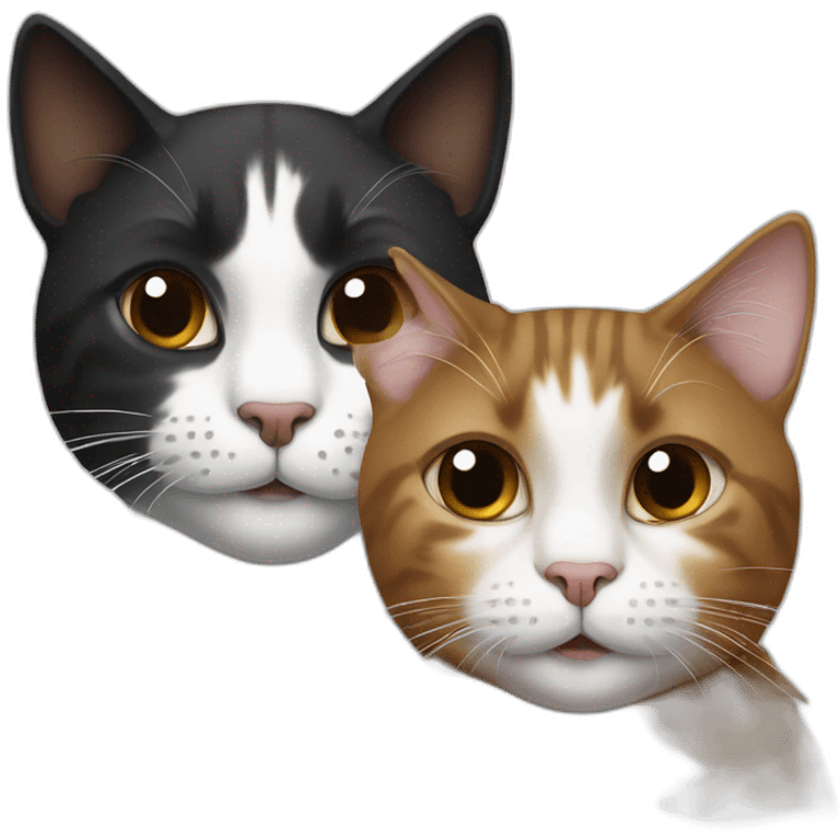 two cats, one black and white, the other brown emoji