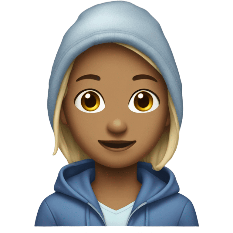 Figure skater wearing hoodie ￼ emoji