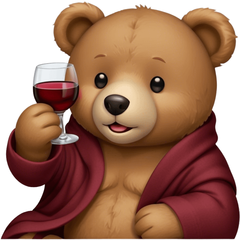 a teddy happy bear wrapped in a blanket talking on phone holding glass of wine emoji