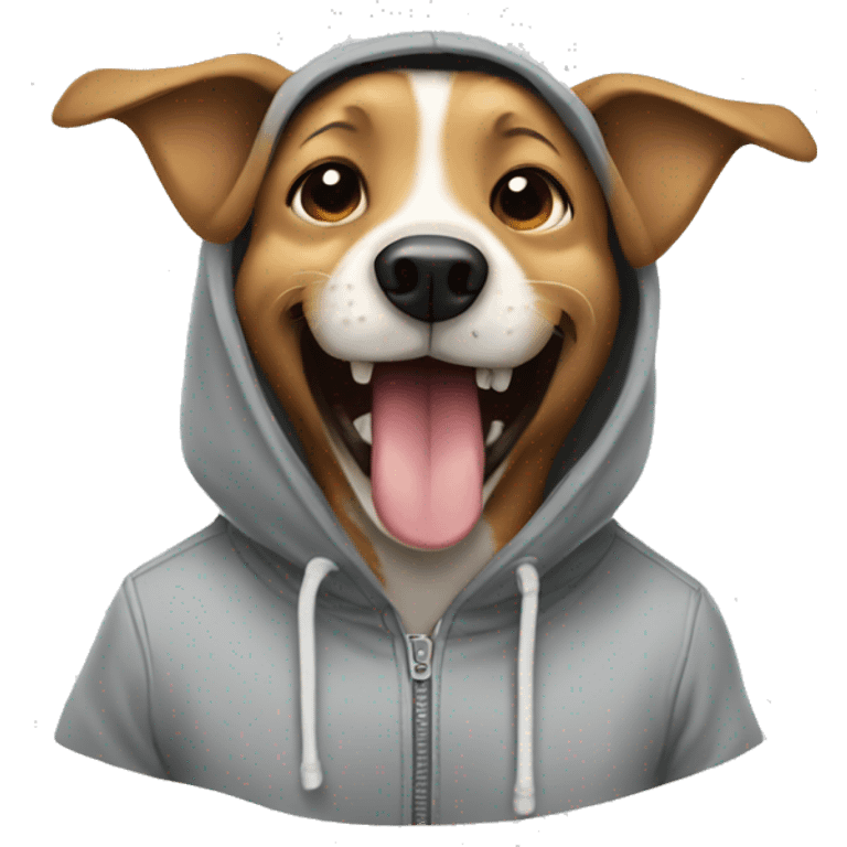 dog wearing hoodie laughing  emoji