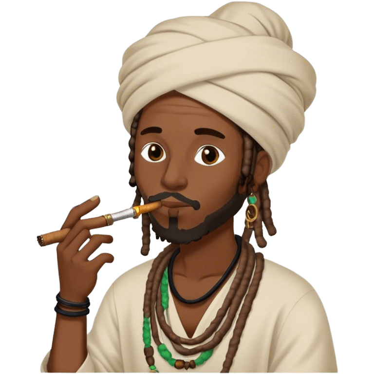 Black man with locs smoking shisha emoji