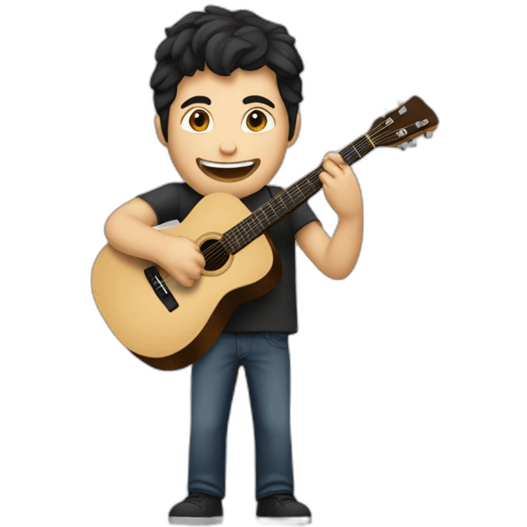 A caucasian guy with dark hair playing guitar and singing in concert emoji