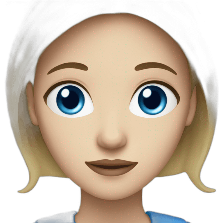 a white woman with blue eyes and dark hair emoji