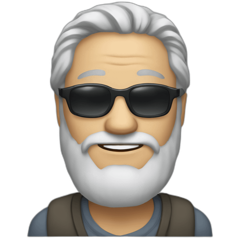 a fifty year old man with long grey hair and a slighty grey beard that wears sunglasses emoji