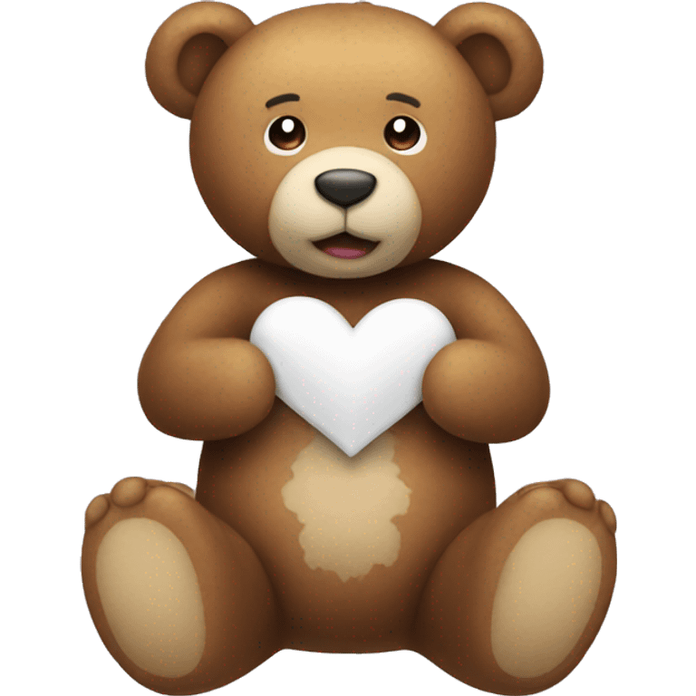 Teddy bear with a white heart emoji