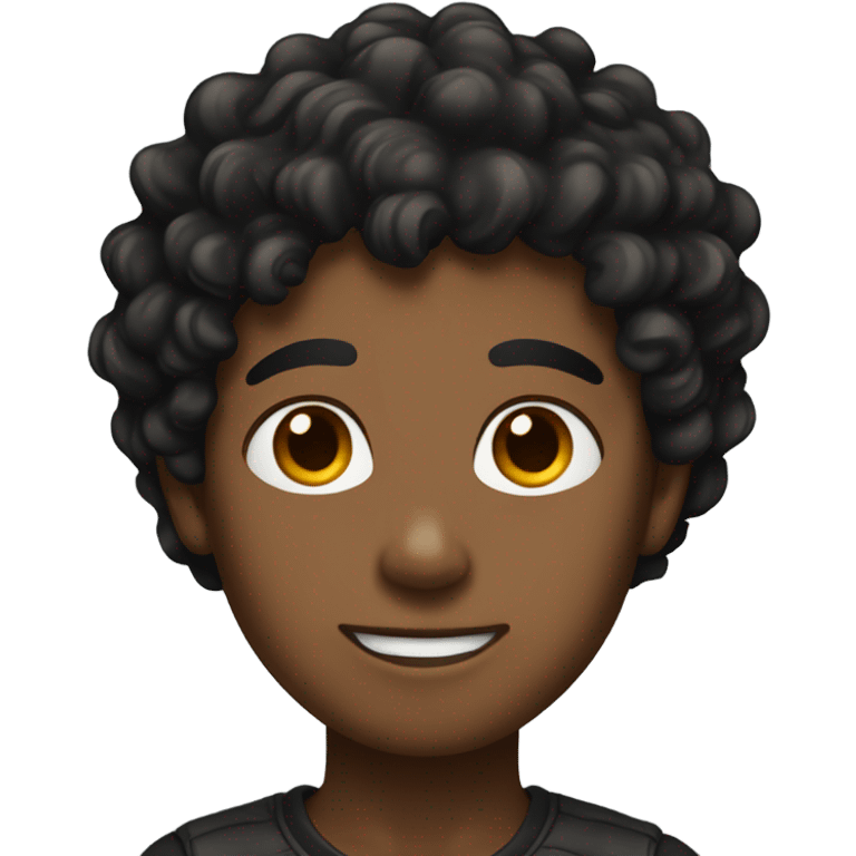 brown skin boy with black curly hair emoji