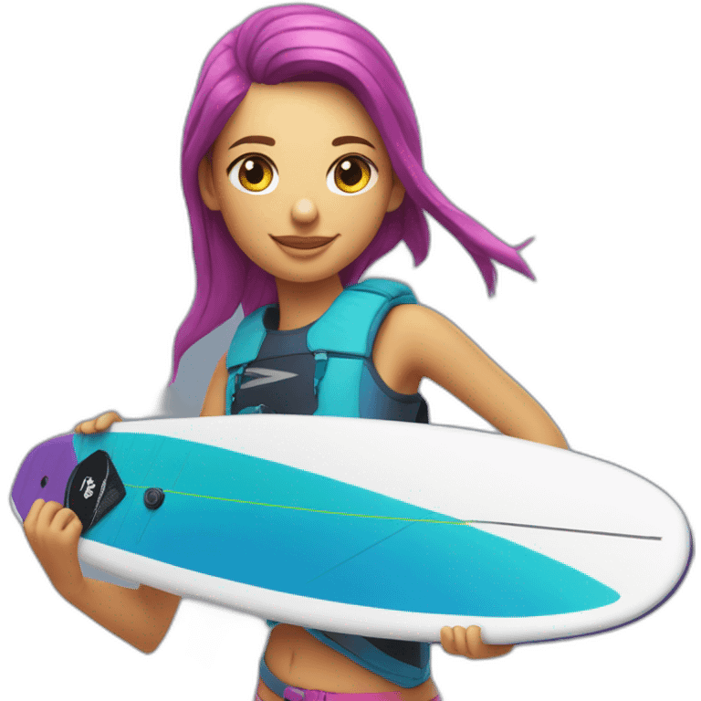 Kiteboard Girl with duotone kite and twintip board emoji