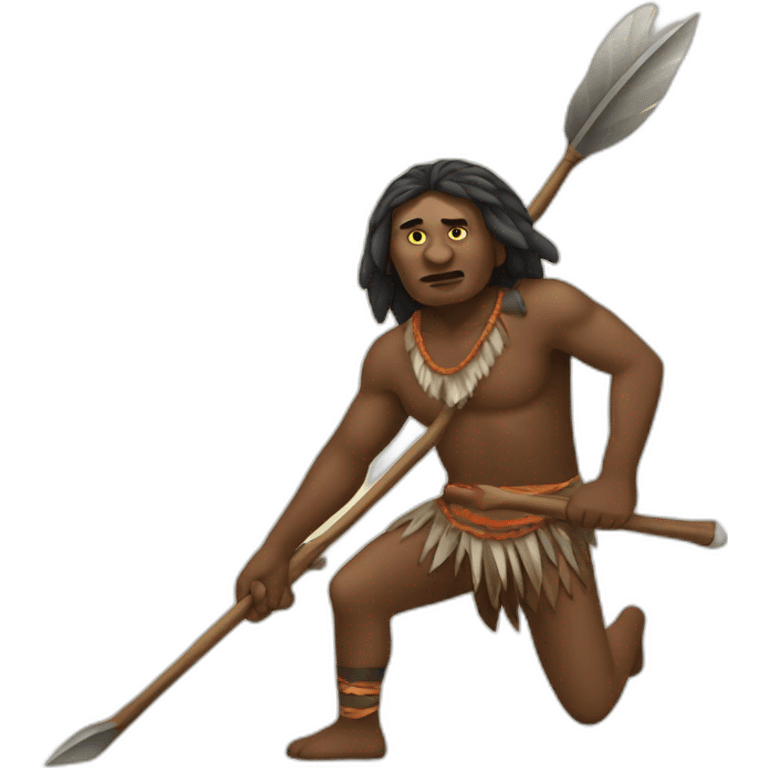 Aborigine with spear hunting emoji