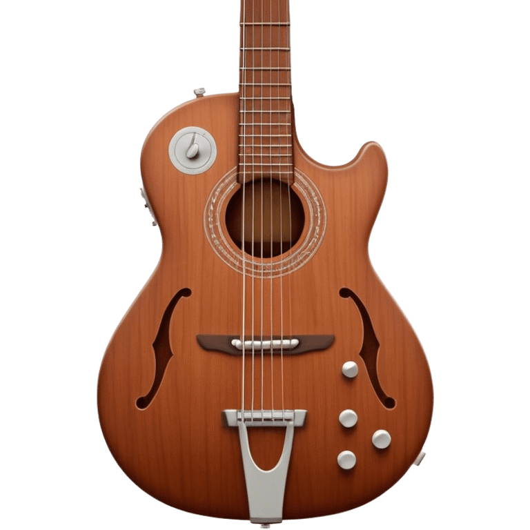 Cinematic Realistic Guitar, smooth mahogany body with deep wood grain, metal strings catching soft reflections, intricate tuning pegs gleaming subtly, warm light accentuating the contours, glowing with the warmth of music and craftsmanship. emoji