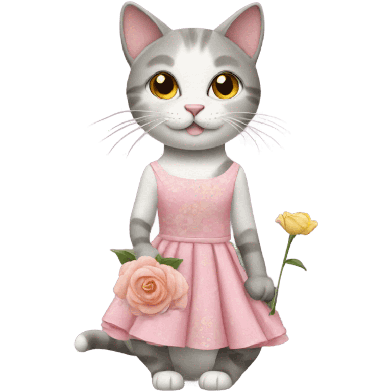 Cat with a dress and a flower  emoji