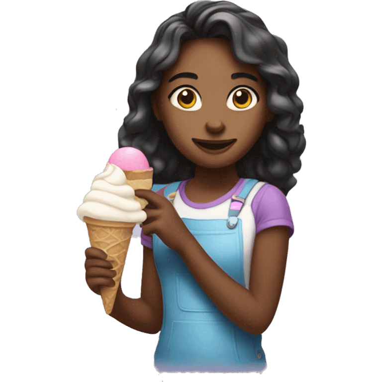 Girl holding ice cream emoji