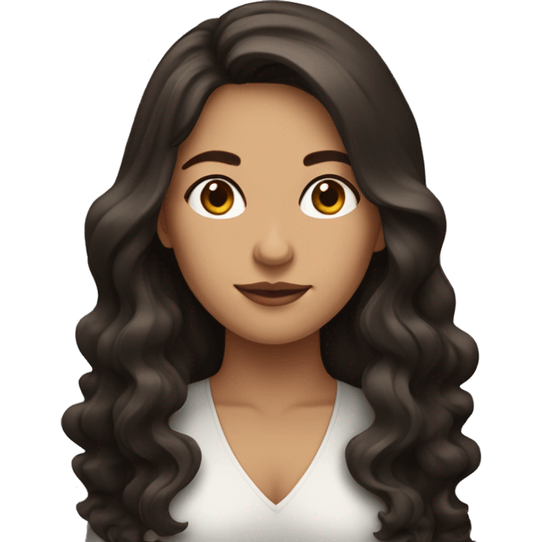 carrer woman with dark brown wavy long hair emoji