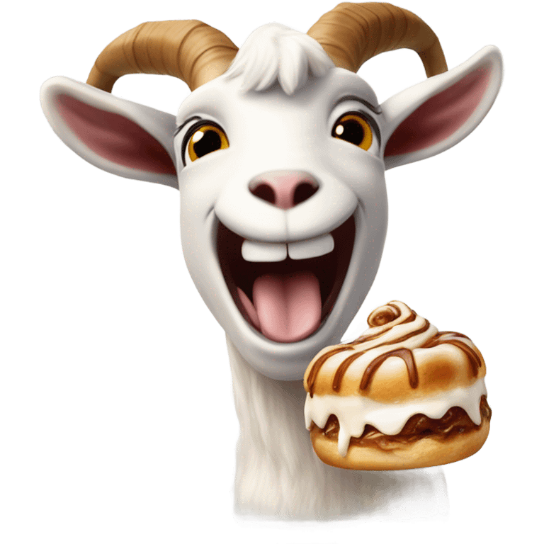 Goat eating cinnamon roll emoji