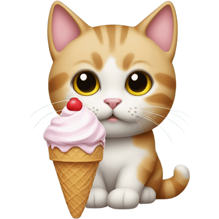 Cat with ice crema emoji