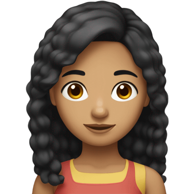 Venezuelan girl with black hair, half curly and half straight emoji