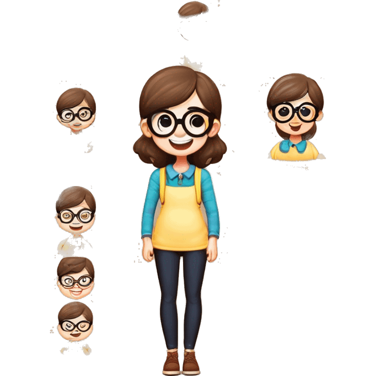 specs girl happy and she is a designer fair skintone emoji