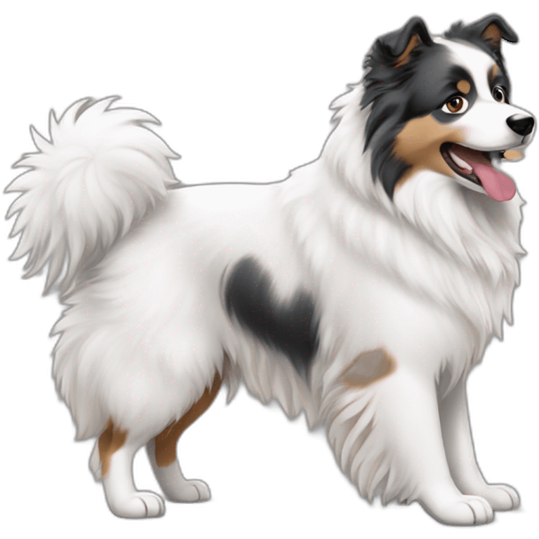 Samoyed Australian shepherd playing emoji