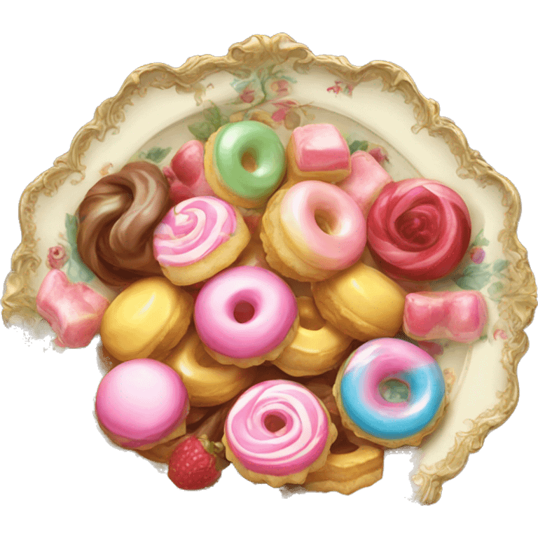 vintage rococo plate of sweets emoji