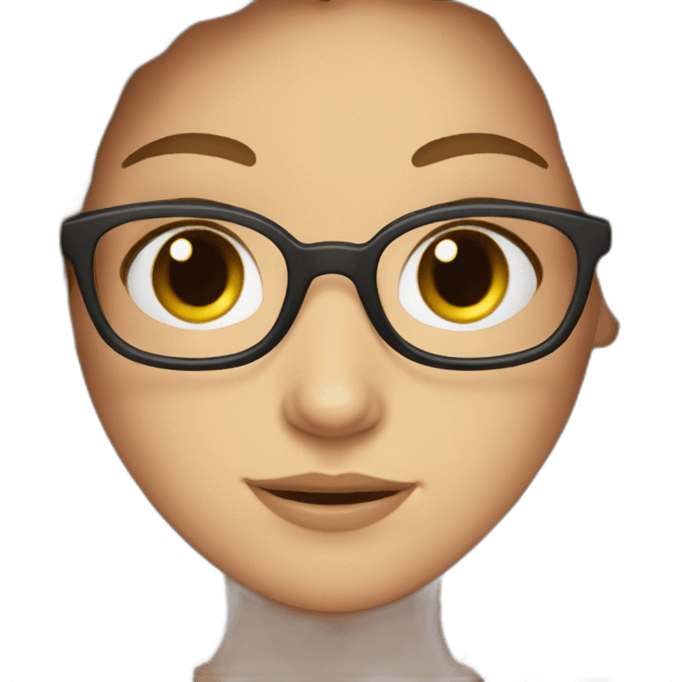 White girl with long brown hair and glasses emoji