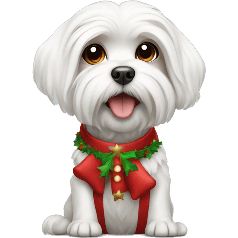 Maltese dog wearing christmas costume emoji