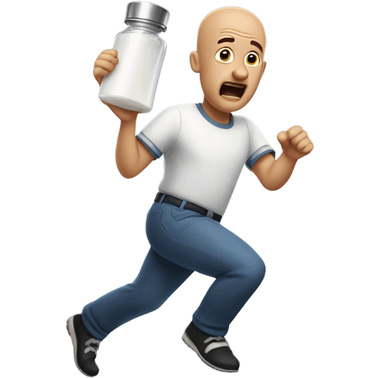 bald dad being chased by salt emoji