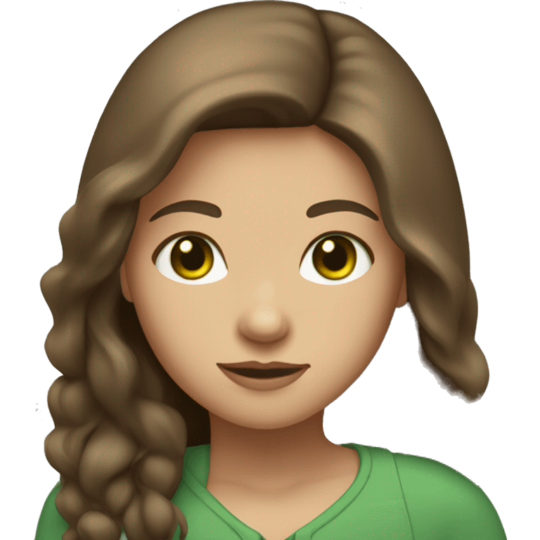 Girl with long statiger Brown hair abit tan and green eyes emoji