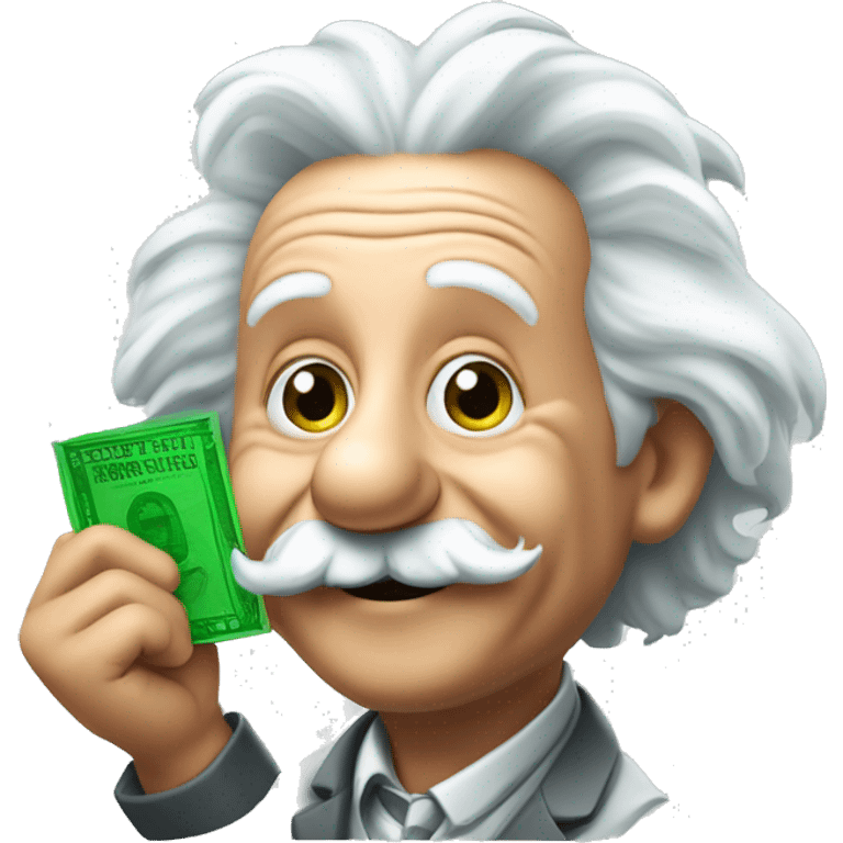 happy albert einstein holding green check in one hand emoji