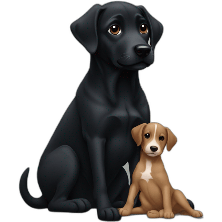 black dog breastfeeding puppies emoji